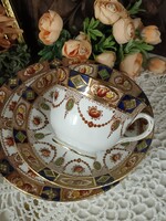 Angol csontporcelán reggeliző szett, kobaltkék arany díszitéssel