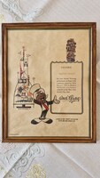 Ritka Disney relikvia (1964) – Vadasz Gaston (Juventus Rádió) névre szóló emléklapja, EREDETI amerik