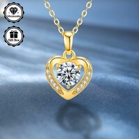 Moissanite 1 Karátos Gyémánt Köves 18K Aranyazott 316L Sebészeti Acél Nyaklánc + Ékszerdoboz. Új!