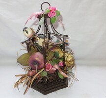 Régi vintage dekoratív lovebird madárkalitka 22 x 13cm