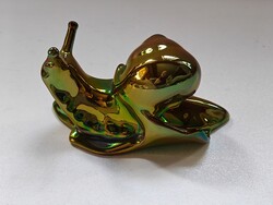 Zsolnay eozin csiga figura – irizáló máz – ritkább forma – 1970–80-as évek