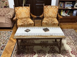 Mezőberényi koloniál dohányzóasztal + 2db fotel