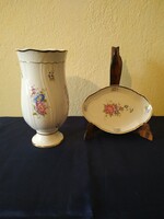 Hollóházi hajnalka mintás váza és kínáló, hibátlanok