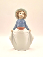 Lladro Nao kislány kalapban 16.5cm