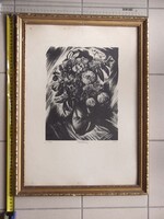 BORDÁS Ferenc (1911-1982) fametszete: VIrágok