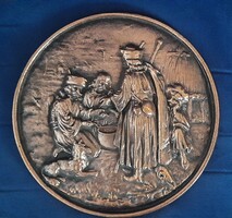 Bronz fali tányér  ( parasztjelenettel)