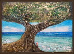 Az óceán csendje. Prima díjas művész alkotása. 100x70cm.Károlyfi zsófia (1952-)