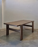 Vintage brutalista tölgy dohányzóasztal, brazil design