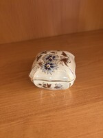 Zsolnay porcelán ékszertartó bonbonier – Búzavirág minta, hibátlan