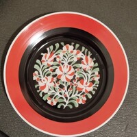 Hollóházi virág mintás dísztál, fali tányér 24 cm