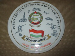 Nagyméretű MHSZ Józsefváros porcelán plakett 18cm.
