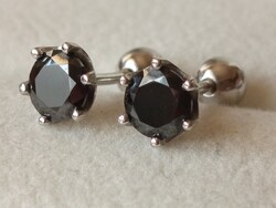 Fekete moissanit gyémánt 0.5- 0.5 ct 925 ezüst fülbevaló