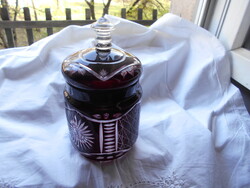 Csiszolt  üveg doboz, cukortartó