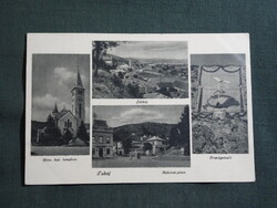 Képeslap,Tokaj,Róm. kat. templom,Rákóczi pince,országzászló emlékmű,Monostory Bp. kiadás,1948-