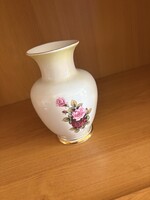 Elegáns, karcsú Hollóházi porcelán váza – Ibolya és gyöngyvirág mintával (15 cm)