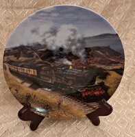 Mozdonyos porcelán dísztányér, gőzmozdonyos fali tányér 4 (L6115)