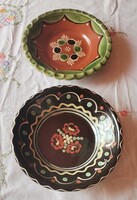 Ritka! Hibátlan Karcagi és Sárospataki népi kerámia falitál pár(19,5-20 cm)