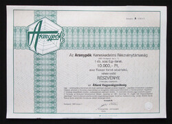 Aranypók Kereskedelmi Részvénytársaság részvény 10000 forint 1992