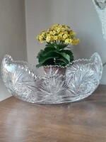 Hatalmas régi ólomkristály gyümölcsös tál 33 cm ! hosszú 3 kg Finn tervező