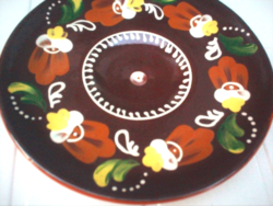 Ritka, mázas gyertyatartó,mécsestartó, tányér, 18 cm