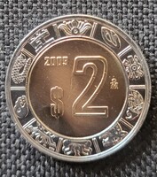 Mexikó bimetál 2 peso 2009 (VT45)