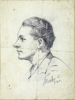 1Z573 Markó Lajos : Férfi portré - tanulmányrajz 17 x 12.5 cm