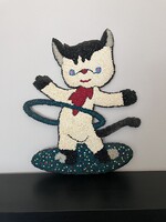 Retro műanyag cica, fali dísz 38 x 31cm