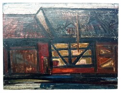 Papp László - Csűr 1967 Képcsarnok olajfestmény 80x60cm