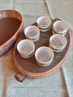 Hollóházi felespohár készlet bőrdobozban