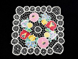 Kalocsai mintával hímzett riselt terítő 23 x 22 cm