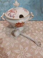 Pirkenhammer szószos tál, porcelán, kanállal