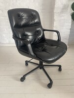 Vintage Charles Pollock Comforto Executive forgó dönthető bőr karosszék