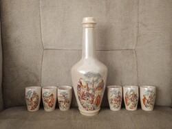 Retro lüsztermázas Segesvár pálinkas készlet városképpel