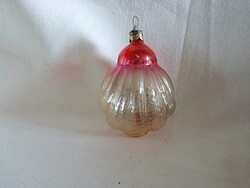 RÉGI ÜVEG KARÁCSONYFADÍSZ - KAGYLÓ! (ÁTTETSZŐ!)