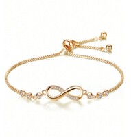 Arany Végtelen Karkötő 5A Cirkónia Kövekkel Hipoallergén + Ékszerdoboz. Új!