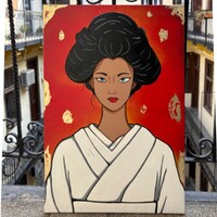 Modern japán stílusú női portré – 50x70 cm