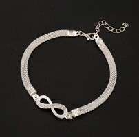 Ezüstözött Végtelen Karkötő Cirkónia Köves Nemes Acél Hipoallergén. Új!