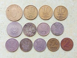 Magyarország 13 db Különböző Érme 2 5 10 100 Forint 1967-1995