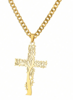 Arany Életfa Kereszt Medál Nyaklánc 316L Sebészeti Acél Hipoallergén + Ékszerdoboz. Új!
