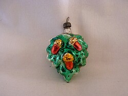 RÉGI ÜVEG KARÁCSONYFADÍSZ - TÖLGYFALEVÉL!