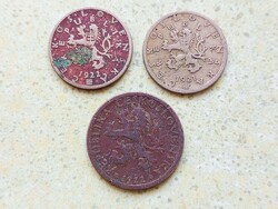 Csehszlovákia 3 db Különböző Érme 50 Halierov Haller 1 Korona 1921 1922