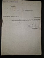 1940, levél a kassai vitézi széktől, vitéz Halász János tábornok székkapitány aláírásával