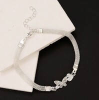 Ezüstözött Pillangó Szív Karkötő Cirkónia Köves Nemes Acél Hipoallergén. Új!