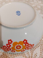 Alföldi ritka piros-sárga szép virágos porcelán tál