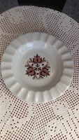 Retro, Alföldi, jelzett barna virágos porcelán hamutál, 2 x 16,5 cm