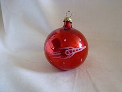 RÉGI ÜVEG KARÁCSONYFADÍSZ - 1 DB "PROPAGANDA" GÖMB! (CCCP)