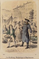 Kézzel színezett német litográfia 1865-ből. Liesel Christ hagyatékából!