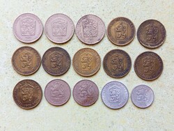 Csehszlovákia 15 db Különböző Érme 10 50 Halierov Heller 1 2 Korona 1962-1982
