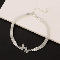 Ezüstözött Pillangó Lepke Karkötő Cirkónia Köves Nemes Acél Hipoallergén. Új!