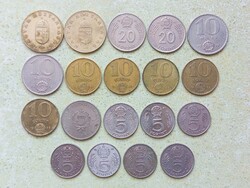 Magyarország 19 db Különböző Érme 5 10 20 100 Forint 1967-1995
